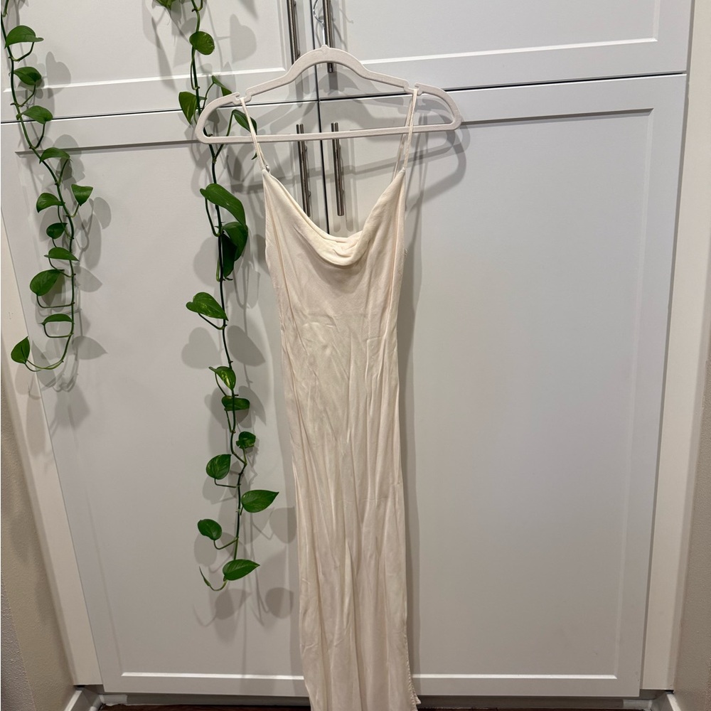 Bershka Cream Satin Slip Dress